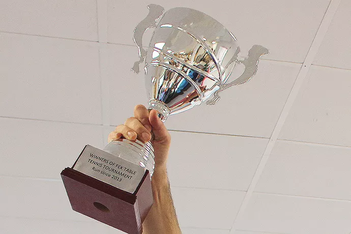 Photo of a winner's cup.