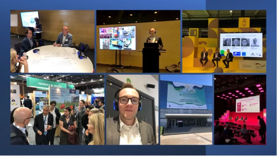 Images of researchers and presentations at the Smart City Expo World Congress 2023. Photos. 