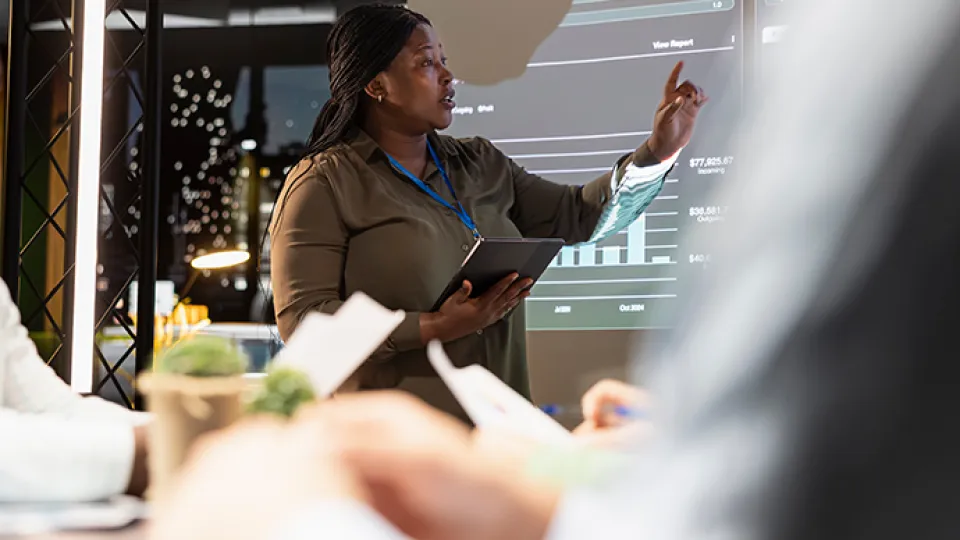 Corporate person doing a presentation.