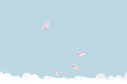 Paper planes flying in the sky. Illustration.