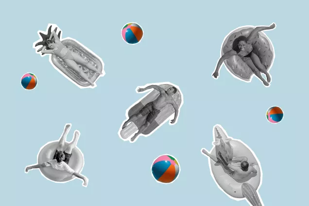 Illustration of a pool with people in it.