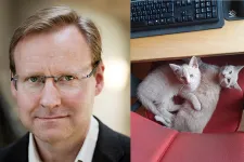 Photos of Jörgen Hettne and his two cats Bill & Bull